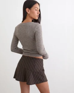 Carnila Skort in Tailoring Pinstripe Brown