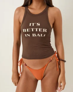 Carter Vest Top in Cocoa It's Better in Bali Slogan