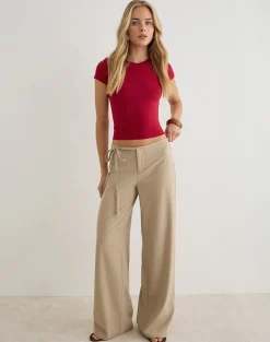 Cash High V Neck Top in Adrenaline Red