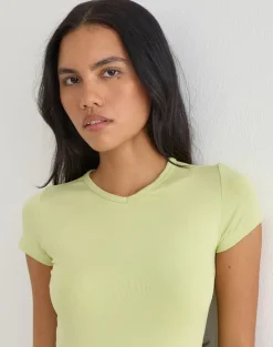 Cash High V Neck Top in Pistachio