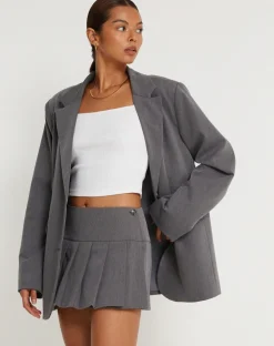 Casini Pleated Micro Skirt in Charcoal