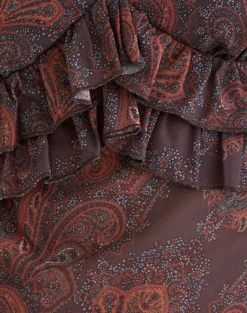 Casoya Top in Chiffon Royal Paisley Burgundy