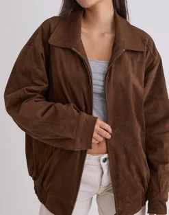 Cavita Jacket in Faux Suede Brown