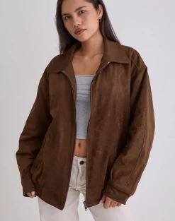 Cavita Jacket in Faux Suede Brown