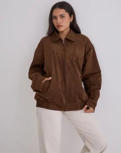 Cavita Jacket in Faux Suede Brown