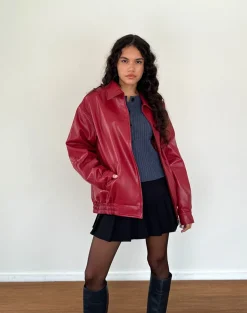 Cavita PU Jacket in Blood Red