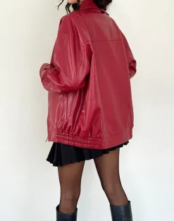 Cavita PU Jacket in Blood Red