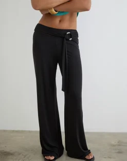 Cerelia Trouser in Cupro Black with Tie Belt