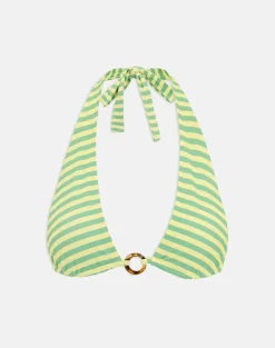 Cerry Bikini Top in Vivid Lines Green and Yellow
