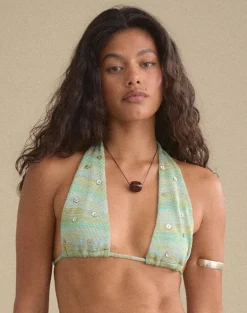 Cerry Top in Green Metallic with Shell Buttons