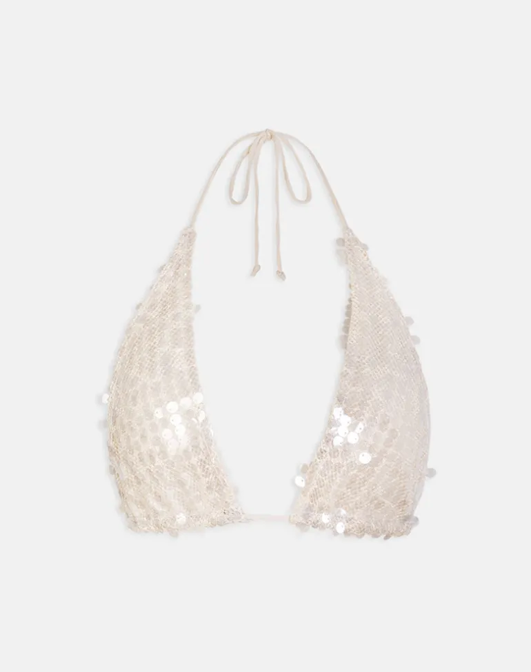 Cerry Top in Sequin Crochet Cream