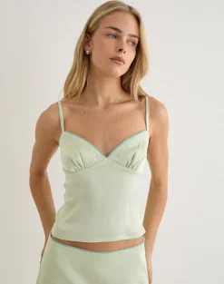 Chatura Cami Top in Satin Sage with Picot Trim