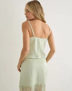 Chatura Cami Top in Satin Sage with Picot Trim