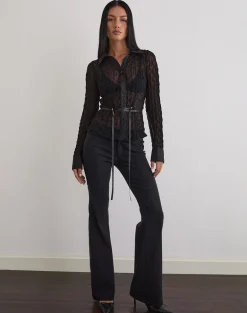 Christabel Shirt in Textured Mesh Black