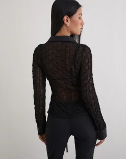 Christabel Shirt in Textured Mesh Black