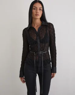 Christabel Shirt in Textured Mesh Black