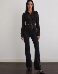 Christabel Shirt in Textured Mesh Black