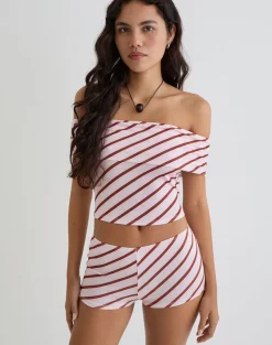 Ciana Hot Pants in Diagonal Stripe Pink