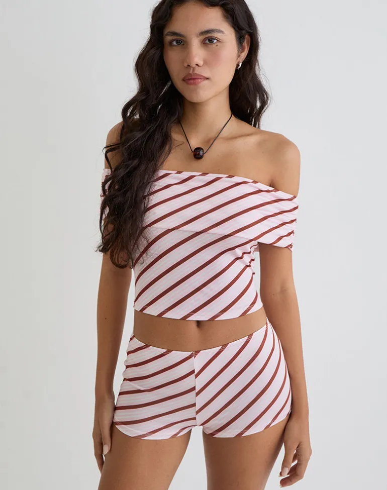 Ciana Hot Pants in Diagonal Stripe Pink
