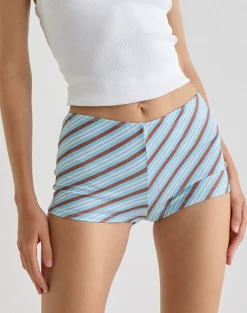 Ciana Hot Pants in Diagonal Stripe Light Blue