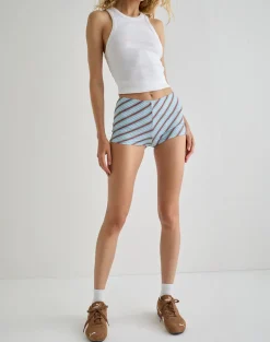 Ciana Hot Pants in Diagonal Stripe Light Blue