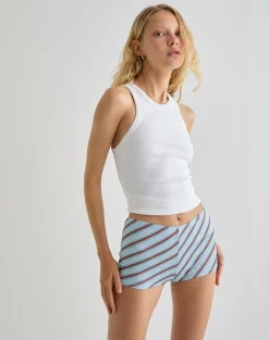 Ciana Hot Pants in Diagonal Stripe Light Blue