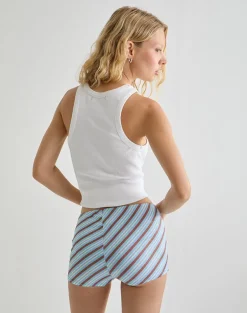 Ciana Hot Pants in Diagonal Stripe Light Blue