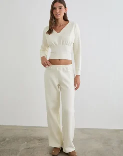 Cille Loose Jogger in Fleece Winter White