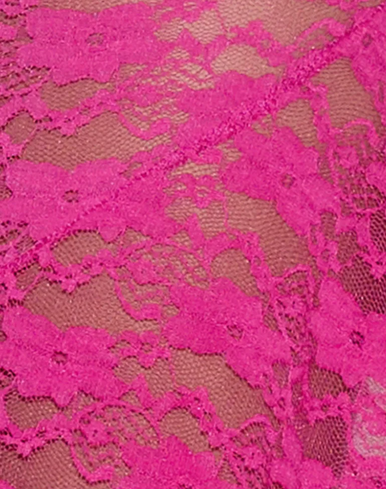 Cinta Low Rise Midi Skirt in Orchid Lace Hot Pink