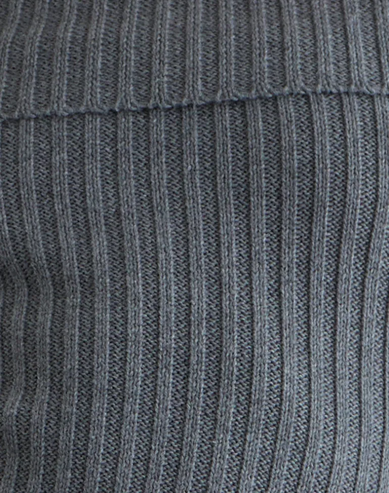 Circe Knitted Bardot Top in Grey
