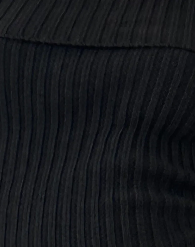 Circe Off-Shoulder Long Sleeve Knit Top in Black