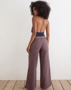 Cisaw Trouser in Linen Deep Taupe Brown
