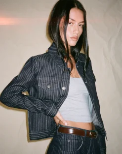Classic Denim Jacket in Stripe Indigo