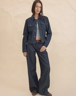 Classic Denim Jacket in Stripe Indigo