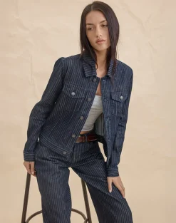 Classic Denim Jacket in Stripe Indigo