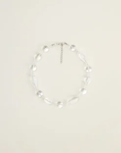 Clear Large Stone Silver Plated Necklace