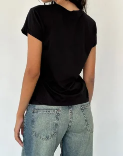 Clio Baggy Tee in Black Tissue Jersey