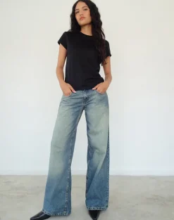 Clio Baggy Tee in Black Tissue Jersey