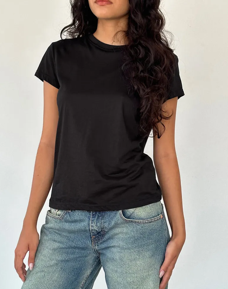 Clio Baggy Tee in Black Tissue Jersey