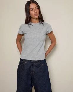 Clio Baggy Tee in Grey Marl