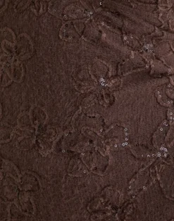 Codami Halterneck Mini Dress in Sequin Knit Dark Brown