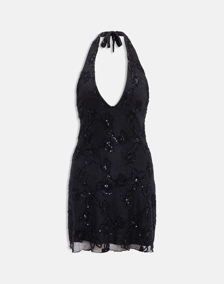 Codami Mini Dress in Sequin Knit Black