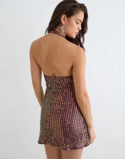 Codamo Mini Dress in Sequin Knit Dark Brown