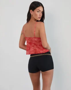 Cojira Mesh Butterfly Top in Tonal Paisley Red