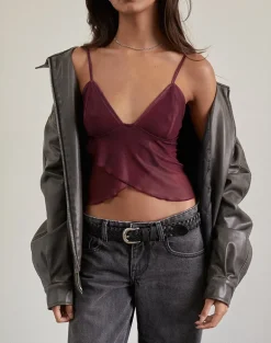 Cojira Mesh Butterfly Top in Tonal Burgundy Paisley