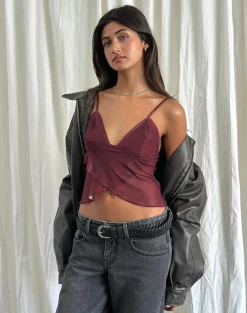 Cojira Mesh Butterfly Top in Tonal Burgundy Paisley