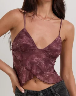 Cojira Top in Mesh Tonal Paisley Plum