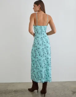 Collete Midi Dress in Winding Ivy Blue