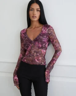 Copriva Top in Abstract Rose Pink and Plum