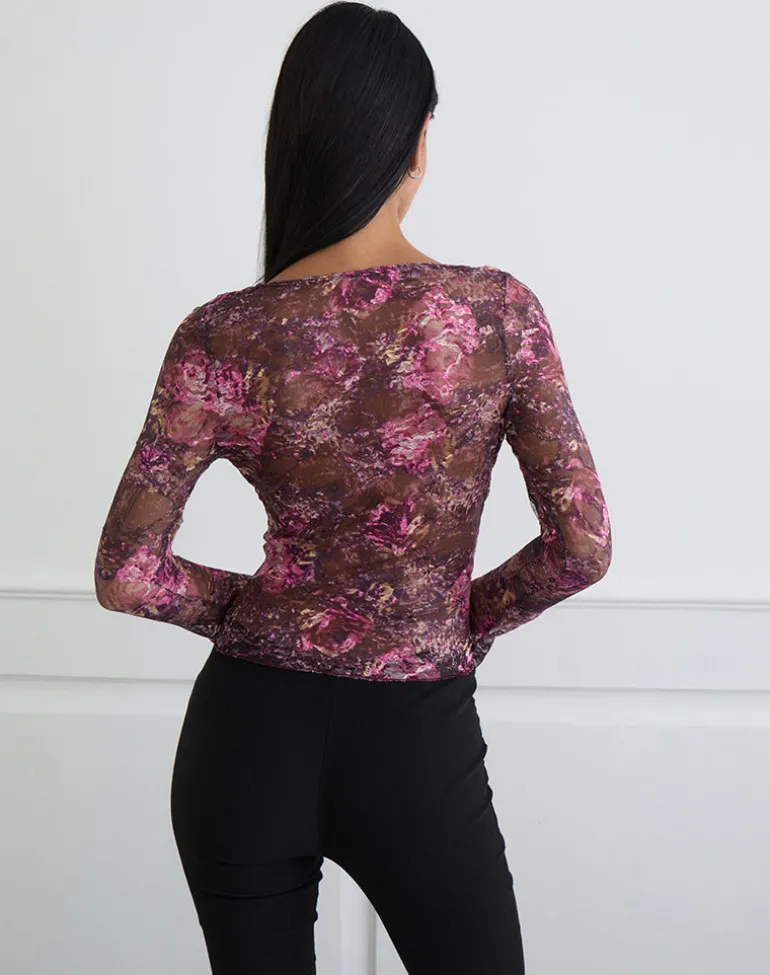 Copriva Top in Abstract Rose Pink and Plum